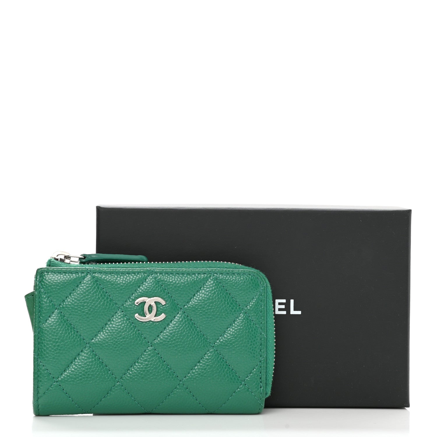 Chanel Caviar Quilted Zipped Key Holder Case Green 10 of 10