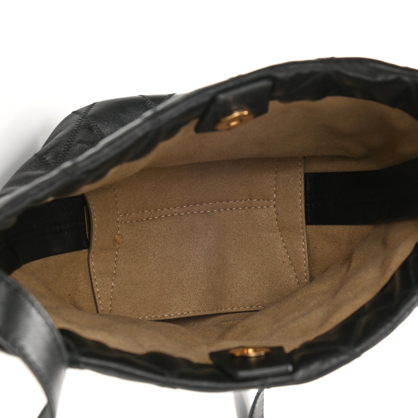 Lambskin Quilted Mini GV Bucket Bag Black