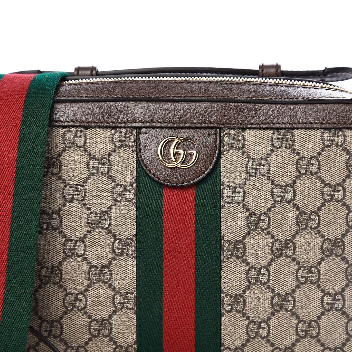 GG Supreme Monogram Web Small Ophidia Top Handle Shoulder Bag Brown