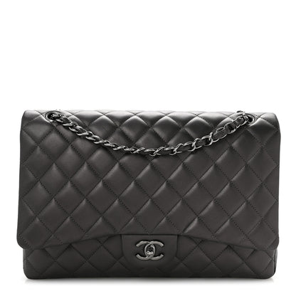 Chanel Metallic Lambskin Quilted Maxi Single Flap Dark Grey 1 of 13