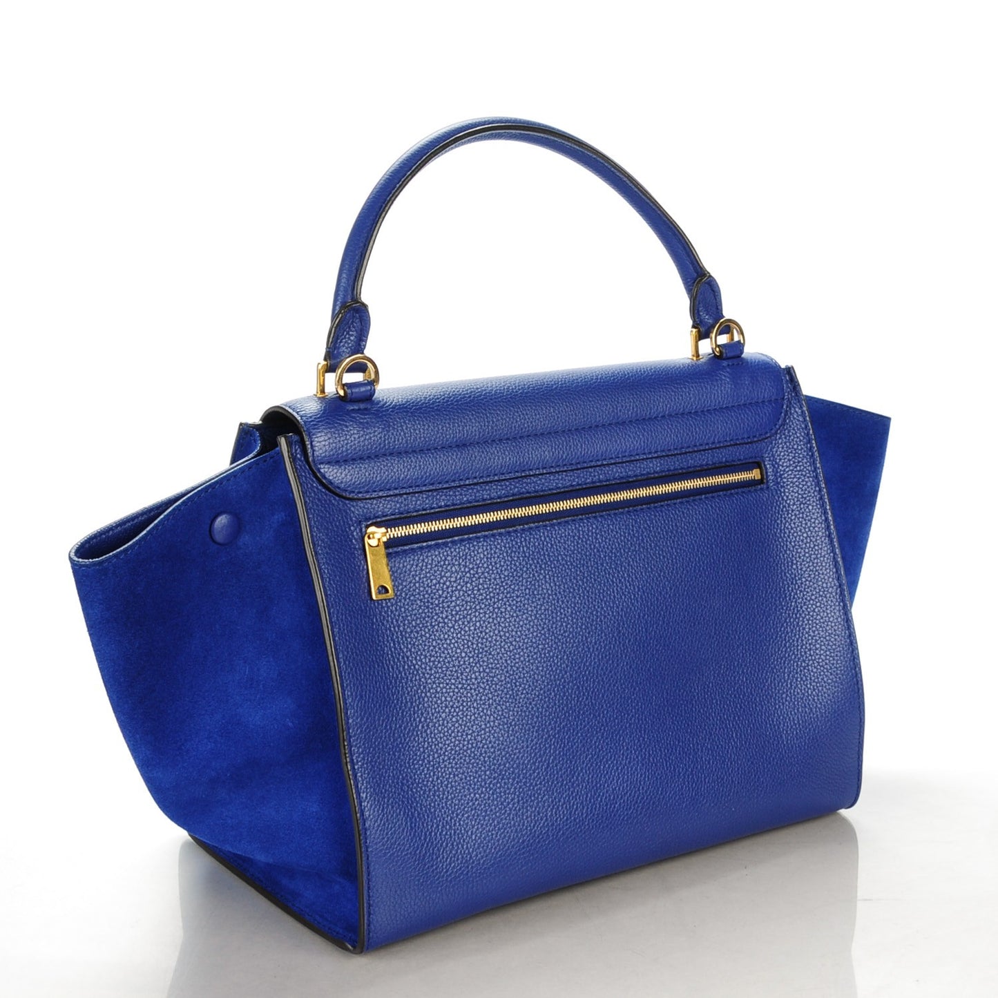 Drummed Calfskin Suede Medium Trapeze Indigo