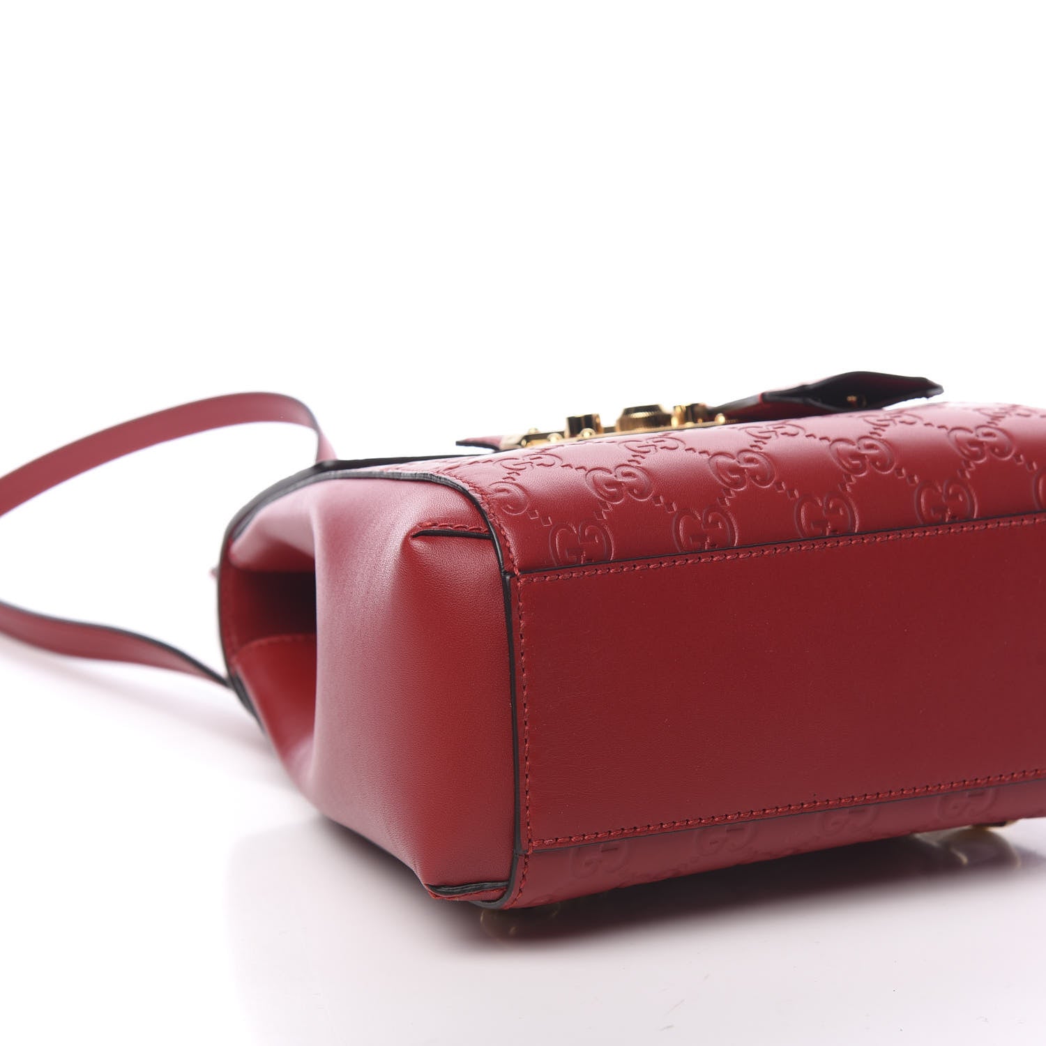 Gucci Guccissima Signature Padlock Backpack Hibiscus Red 8 of 9