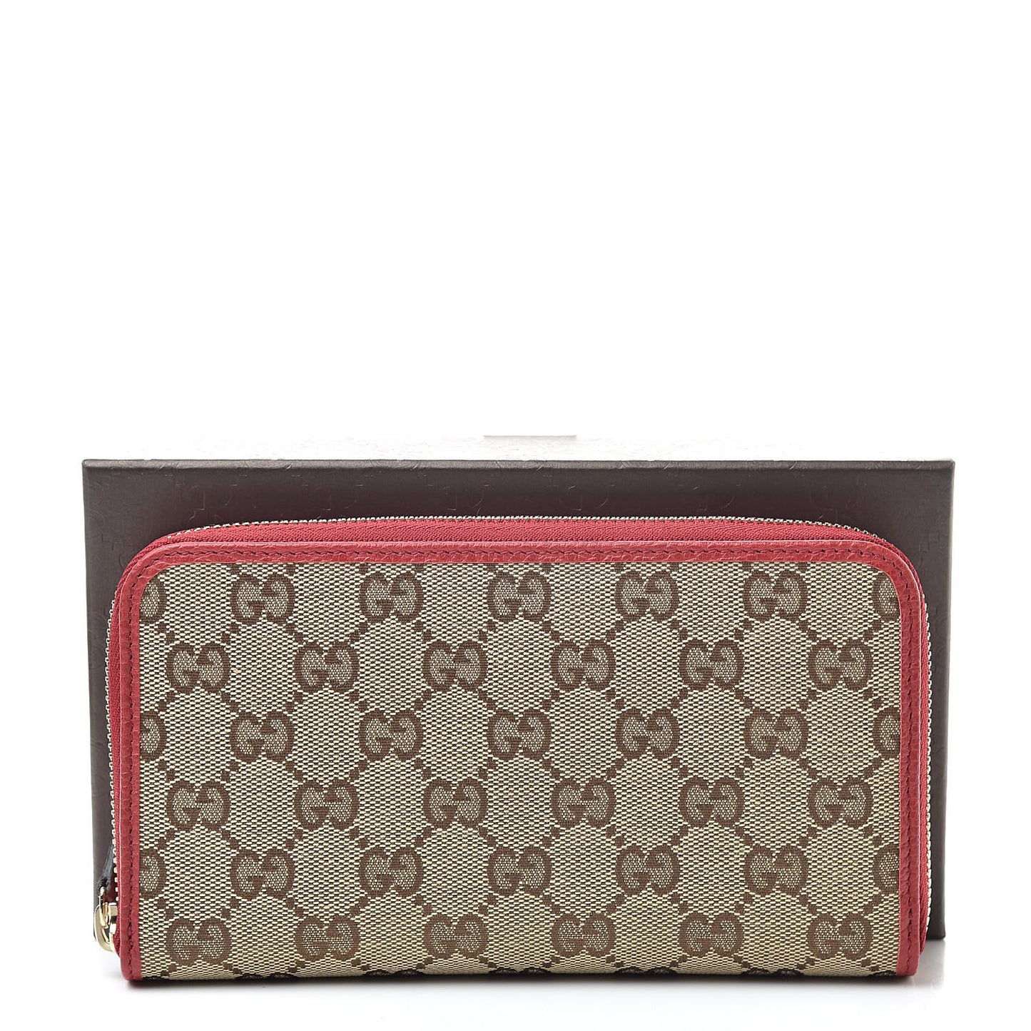 Monogram Dollar Calfskin Zip Around Wallet Beige Ebony Rosso