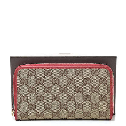 Gucci Monogram Dollar Calfskin Zip Around Wallet Beige Ebony Rosso 8 of 8