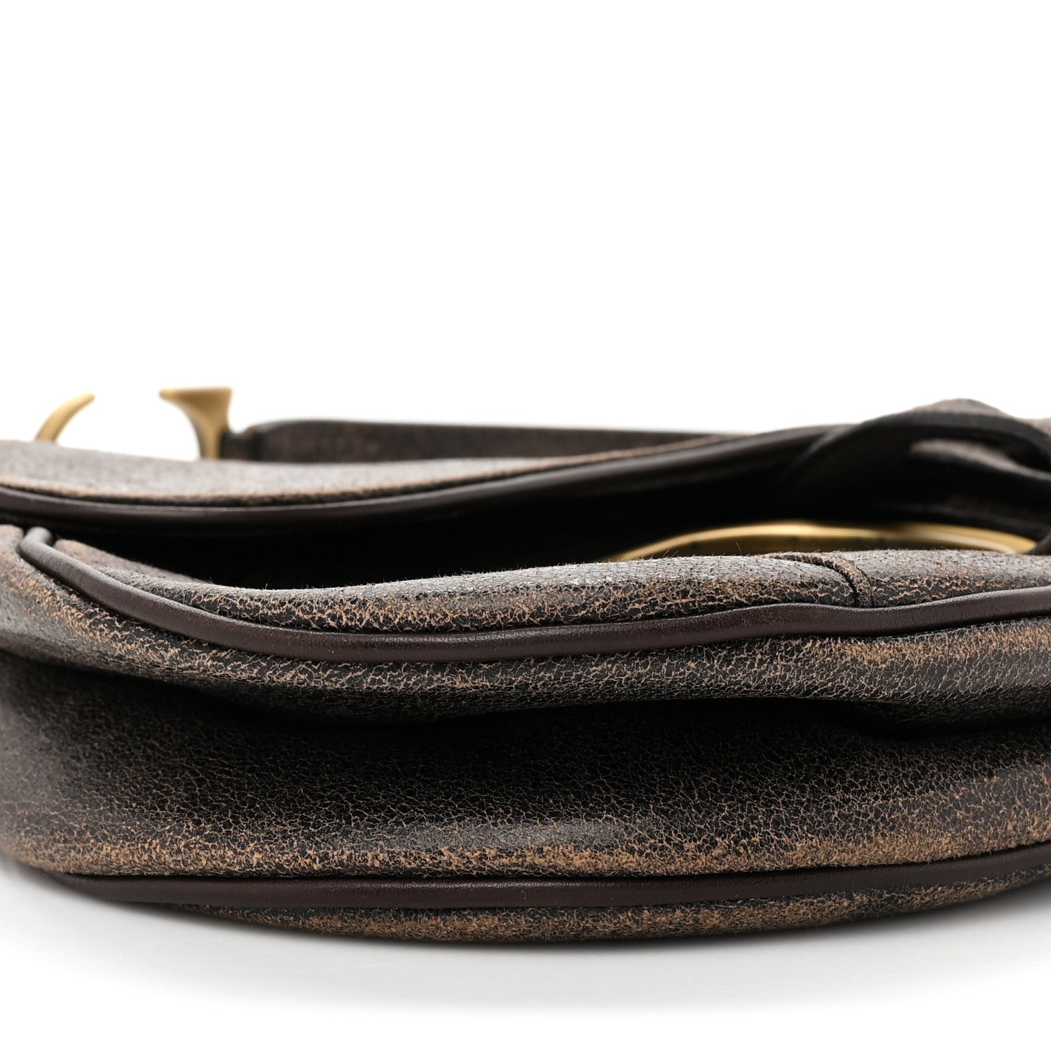 Christian Dior Distressed Calfskin Saddle Bag Brown 9 of 10