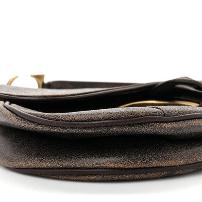 Christian Dior Distressed Calfskin Saddle Bag Brown 9 of 10