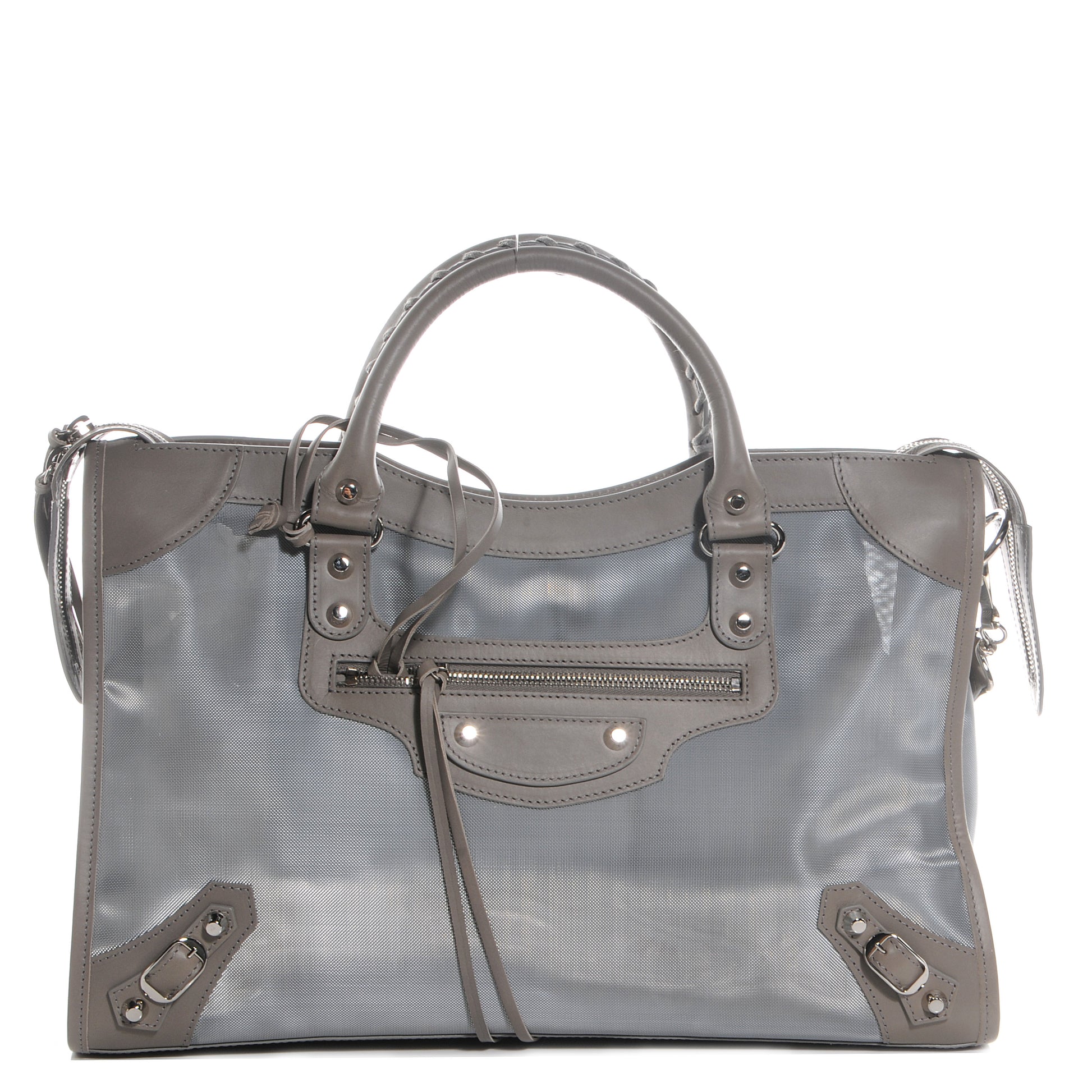Balenciaga Technical Mesh Vegetable Calfskin Classic Silver Hardware City Gris Ardoise Gris Pyrite 1 of 9