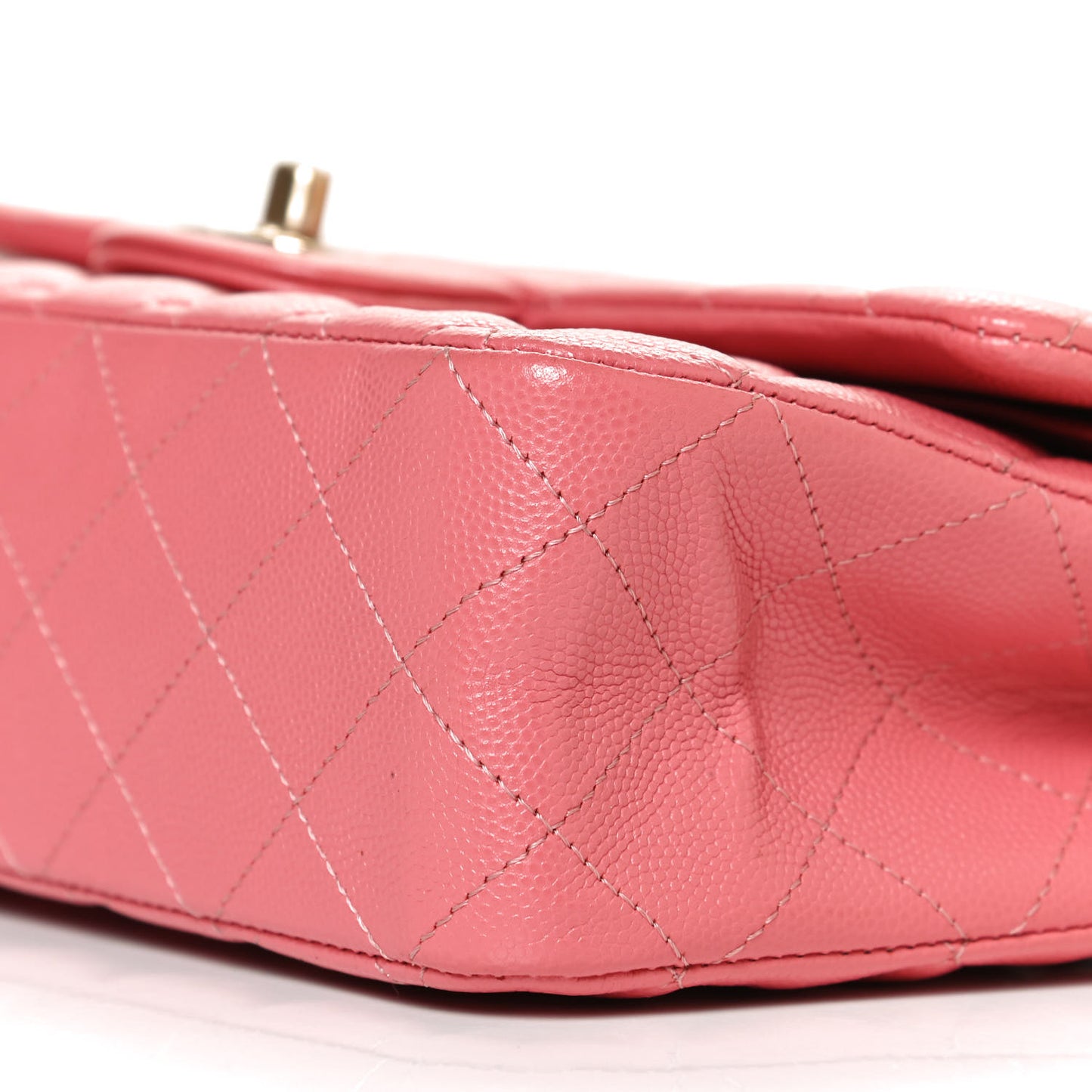 Metallic Caviar Quilted Medium Double Flap Pink
