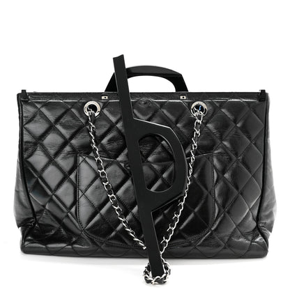 Chanel Glazed Calfskin Quilted Large CC Delivery Tote Black 13 of 14