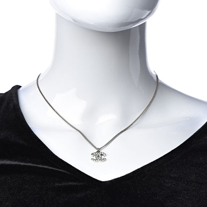 Chanel Crystal Timeless CC Necklace Silver 2 of 6