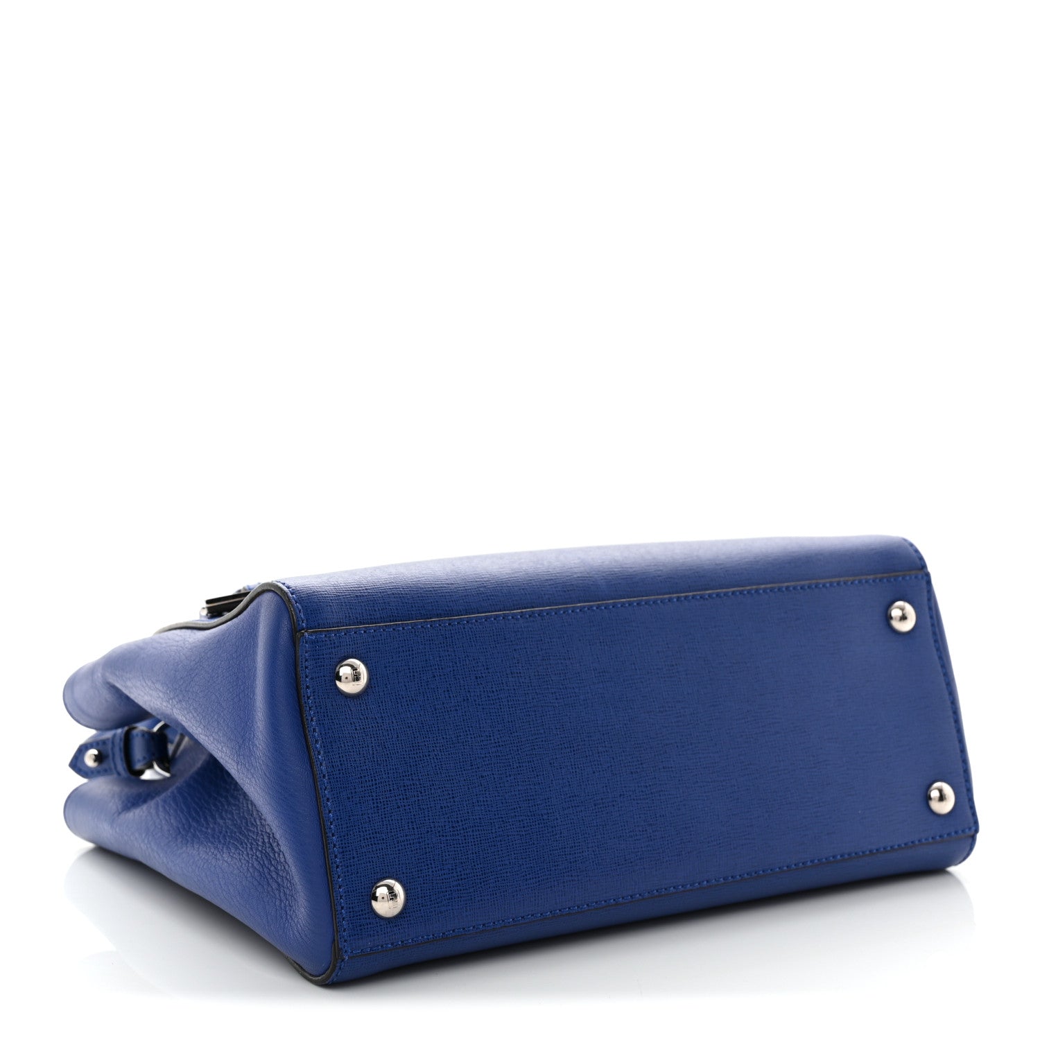 Fendi Vitello Elite Petite 2Jours Tote Blue Neon 4 of 15