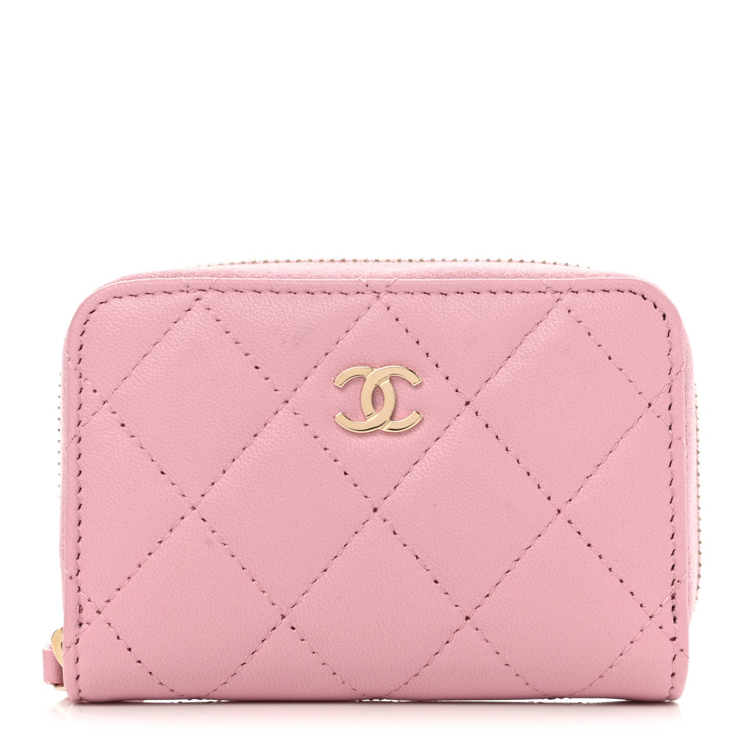 Chanel Iridescent Calfskin Quilted Zip Coin Purse Wallet Light Pink 1 of 8