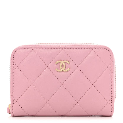 Chanel Iridescent Calfskin Quilted Zip Coin Purse Wallet Light Pink 1 of 8