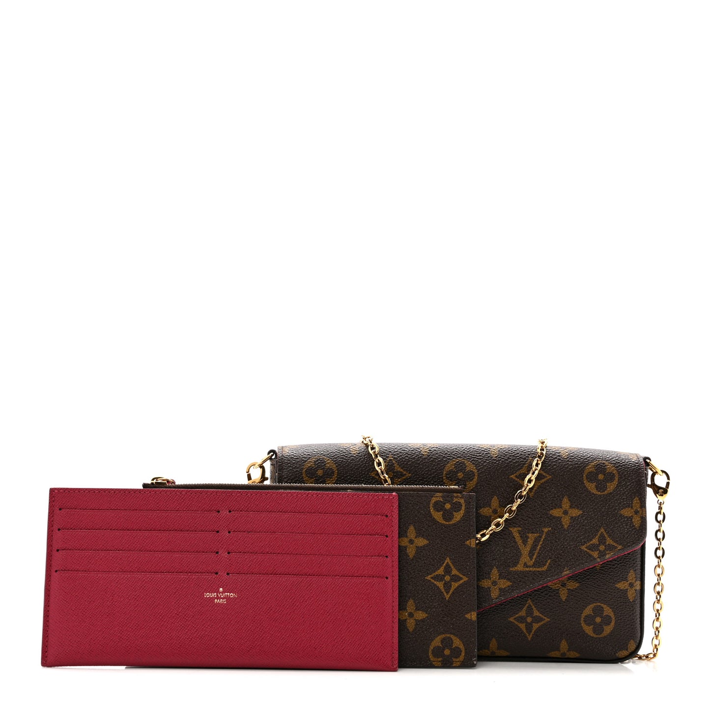 Monogram Pochette Felicie Chain Wallet Fuchsia