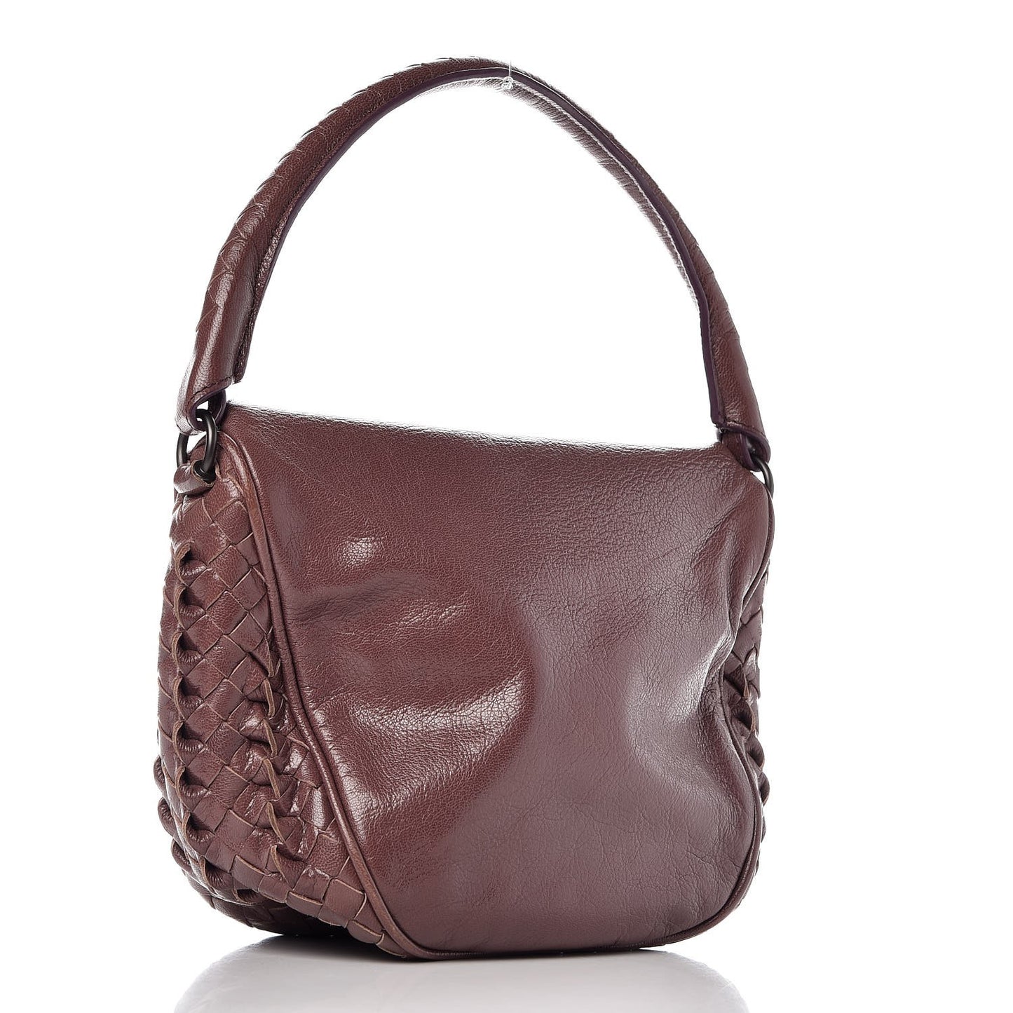 Patent Goatskin Intrecciato Hobo Purple