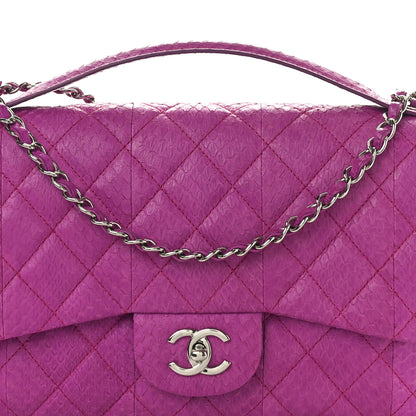 Chanel Elaphe Snakeskin Quilted Jumbo Easy Carry Flap Purple 8 of 11