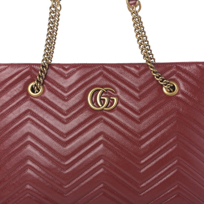 Gucci Azalea Calfskin Matelasse Medium GG Marmont Slim Tote Romantic Cerise 10 of 10