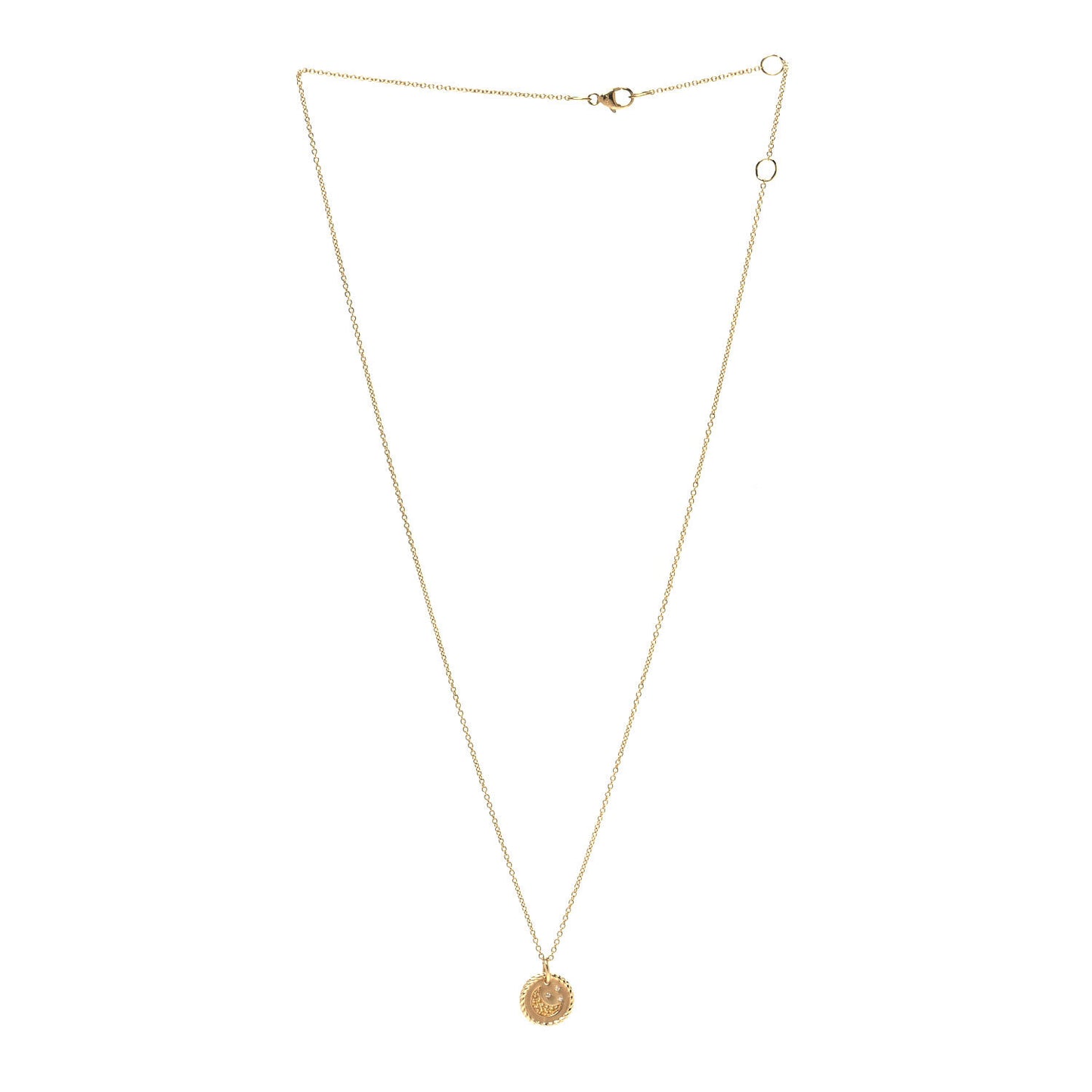 18K Yellow Gold Diamond Yellow Sapphire Cable Collectibles Moon and Stars Pendant Necklace