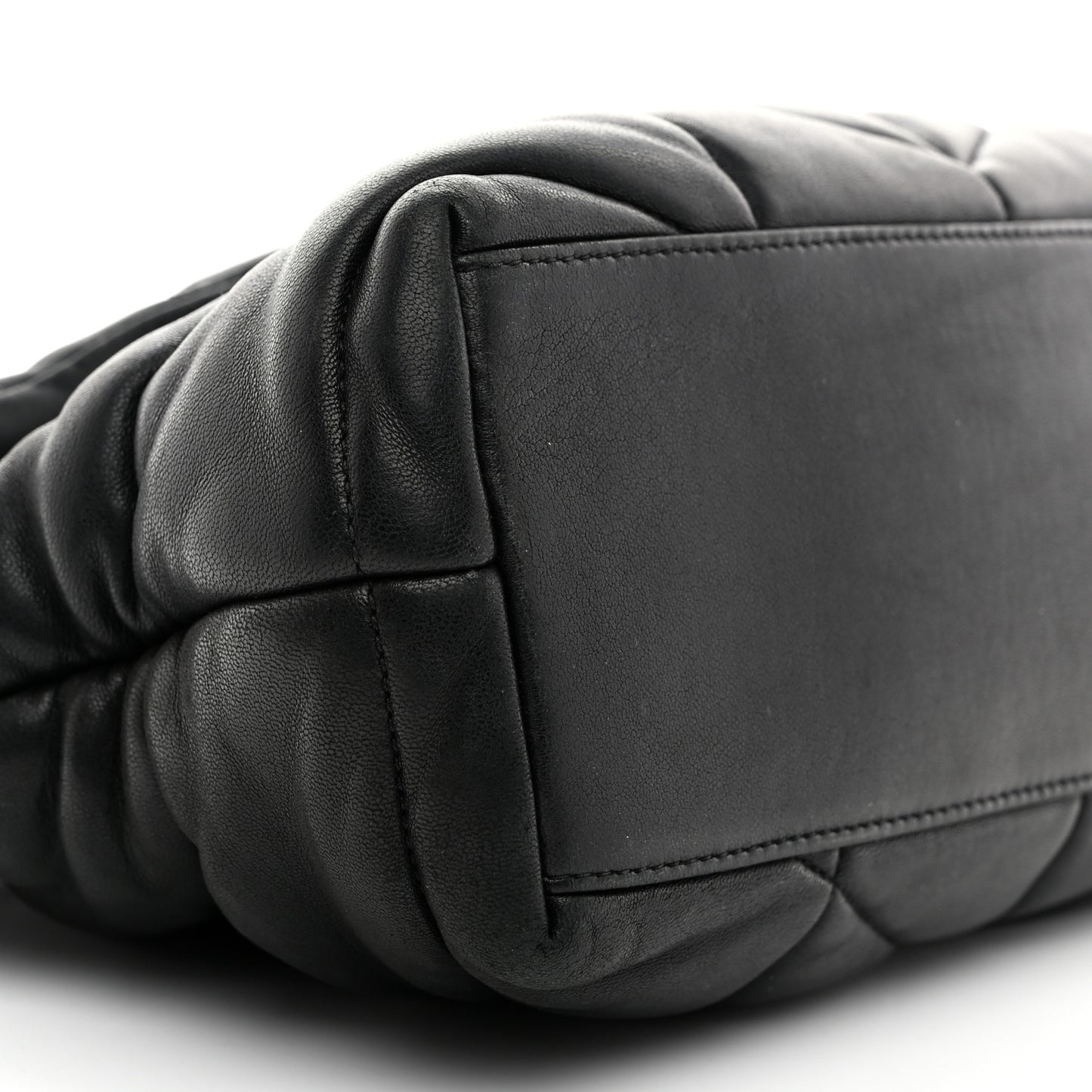 Lambskin Quilted Monogram Monochrome Small Loulou Puffer Chain Satchel Black