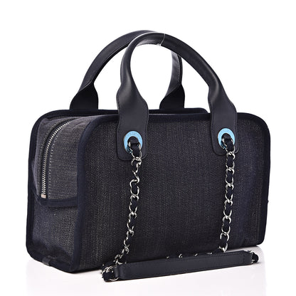 Chanel Denim Deauville Bowling Bag Dark Blue 2 of 12