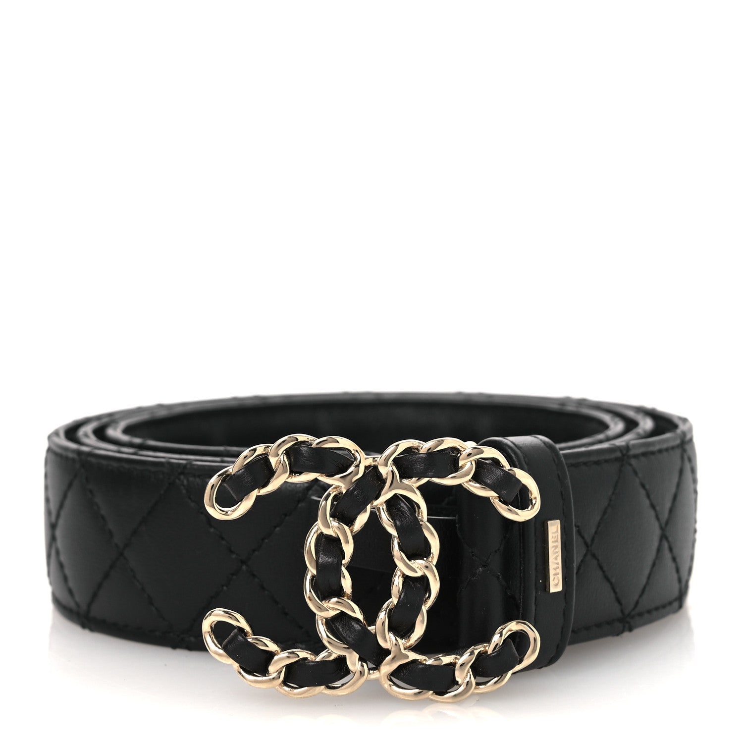 Chanel Lambskin Quilted CC Chain Belt 95 38 Black 1 of 7