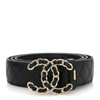 Chanel Lambskin Quilted CC Chain Belt 95 38 Black 1 of 7