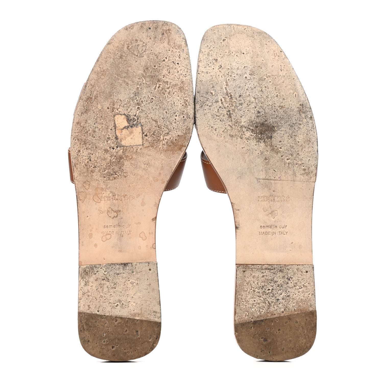 Hermes Box Calfskin Oran Sandals 40 Gold 5 of 11