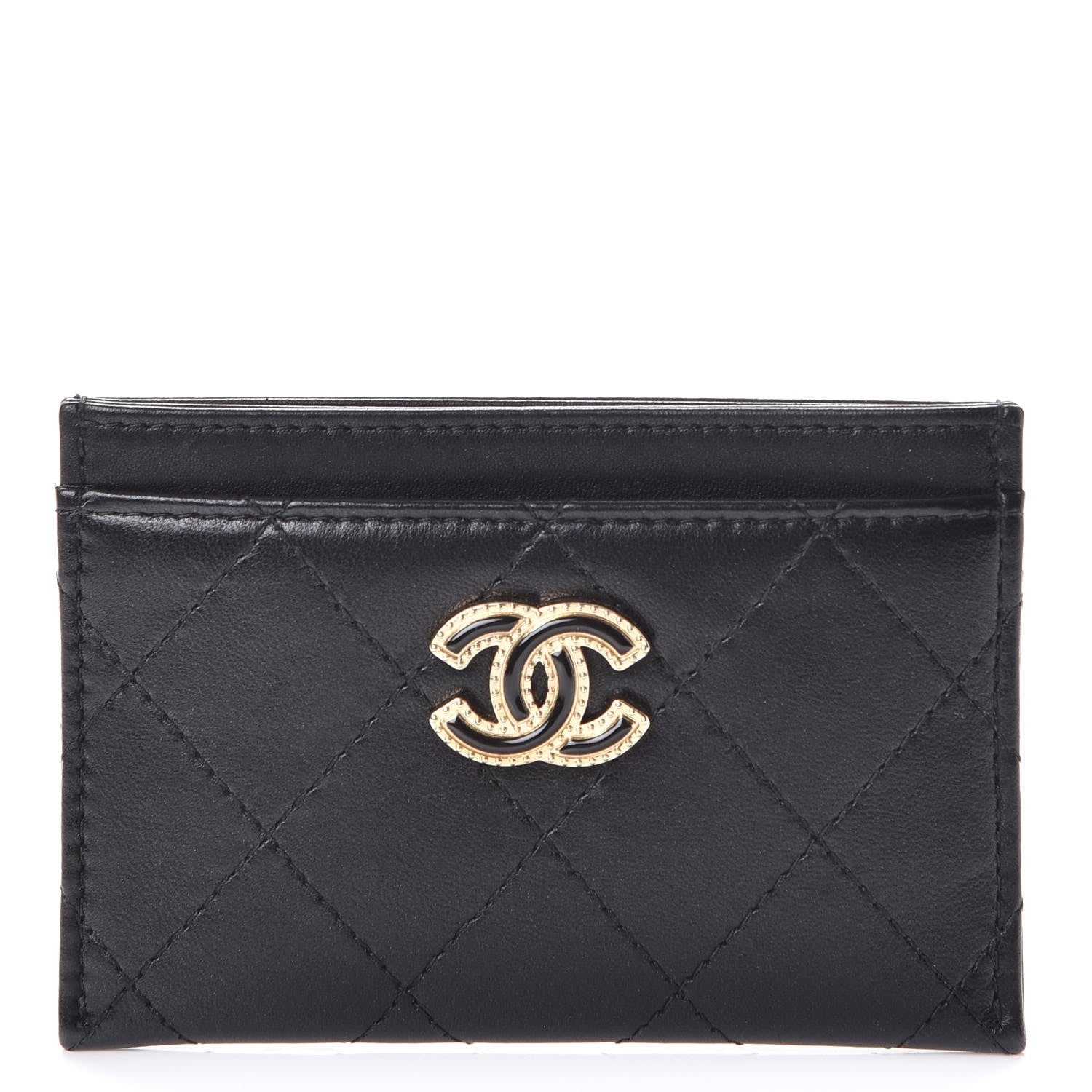 Chanel Lambskin Quilted CC Card Holder Black 1 of 8