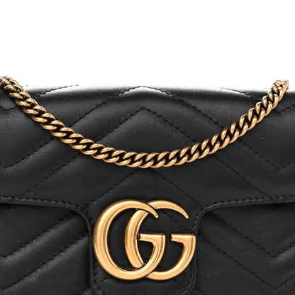Gucci Calfskin Matelasse Super Mini GG Marmont Shoulder Bag Black 8 of 10