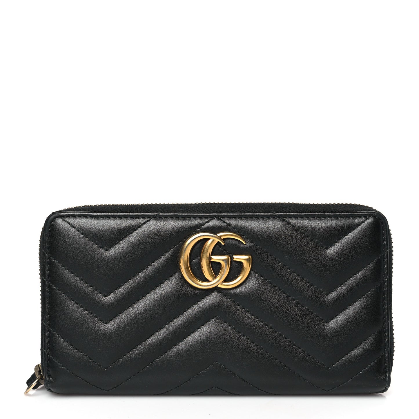 Calfskin Matelasse GG Marmont Zip Around Wallet Black