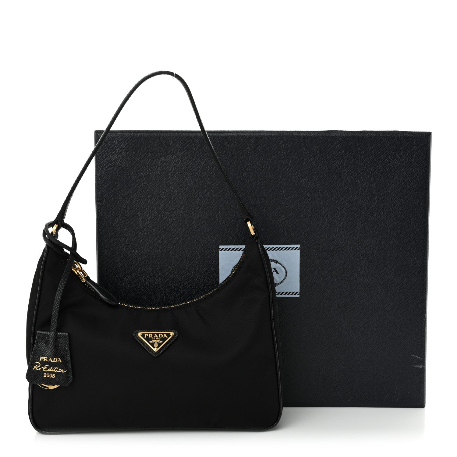 Prada Tessuto Nylon Saffiano Mini Re-Edition 2005 Bag Black 12 of 12