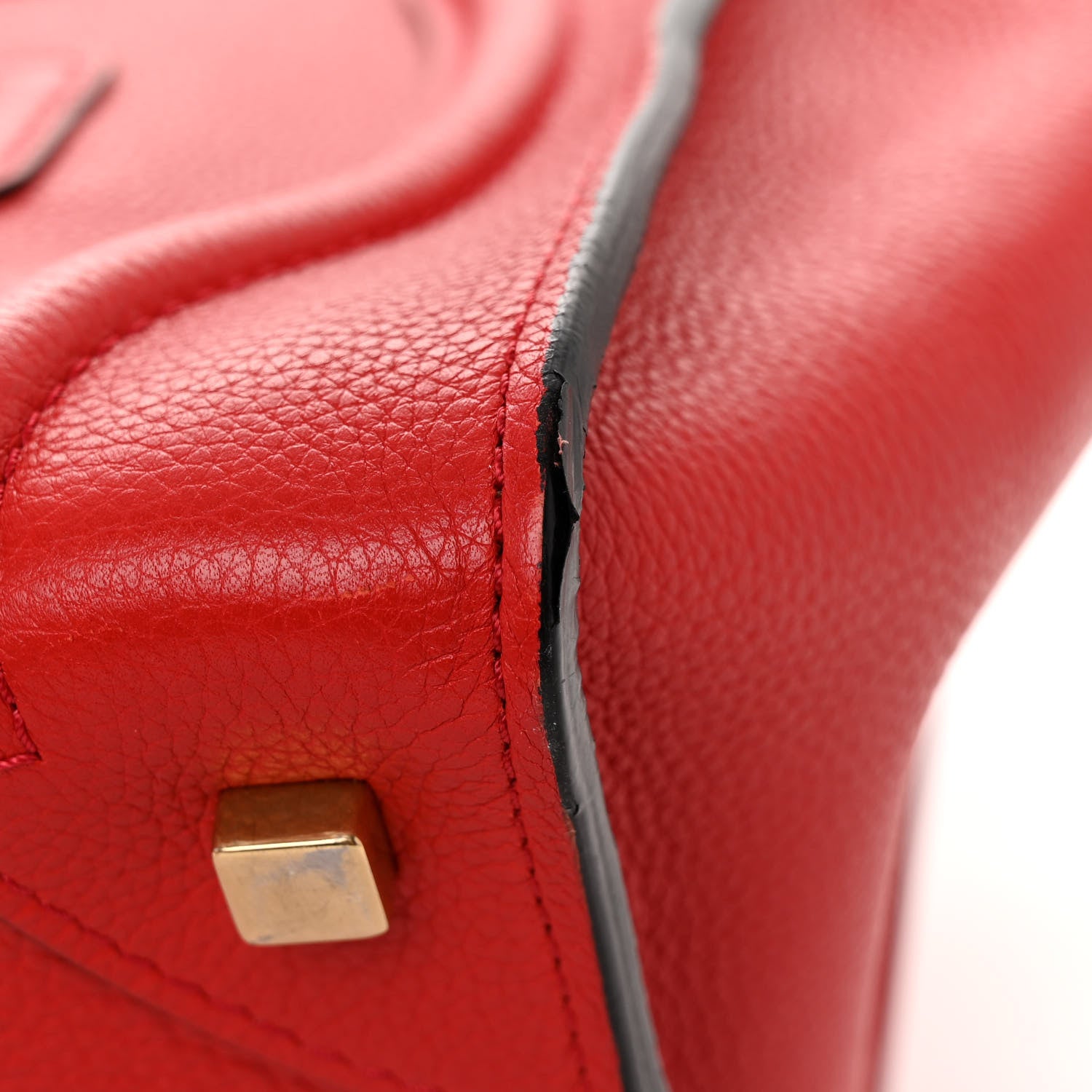 Celine Drummed Calfskin Mini Luggage Coquelicot 10 of 10