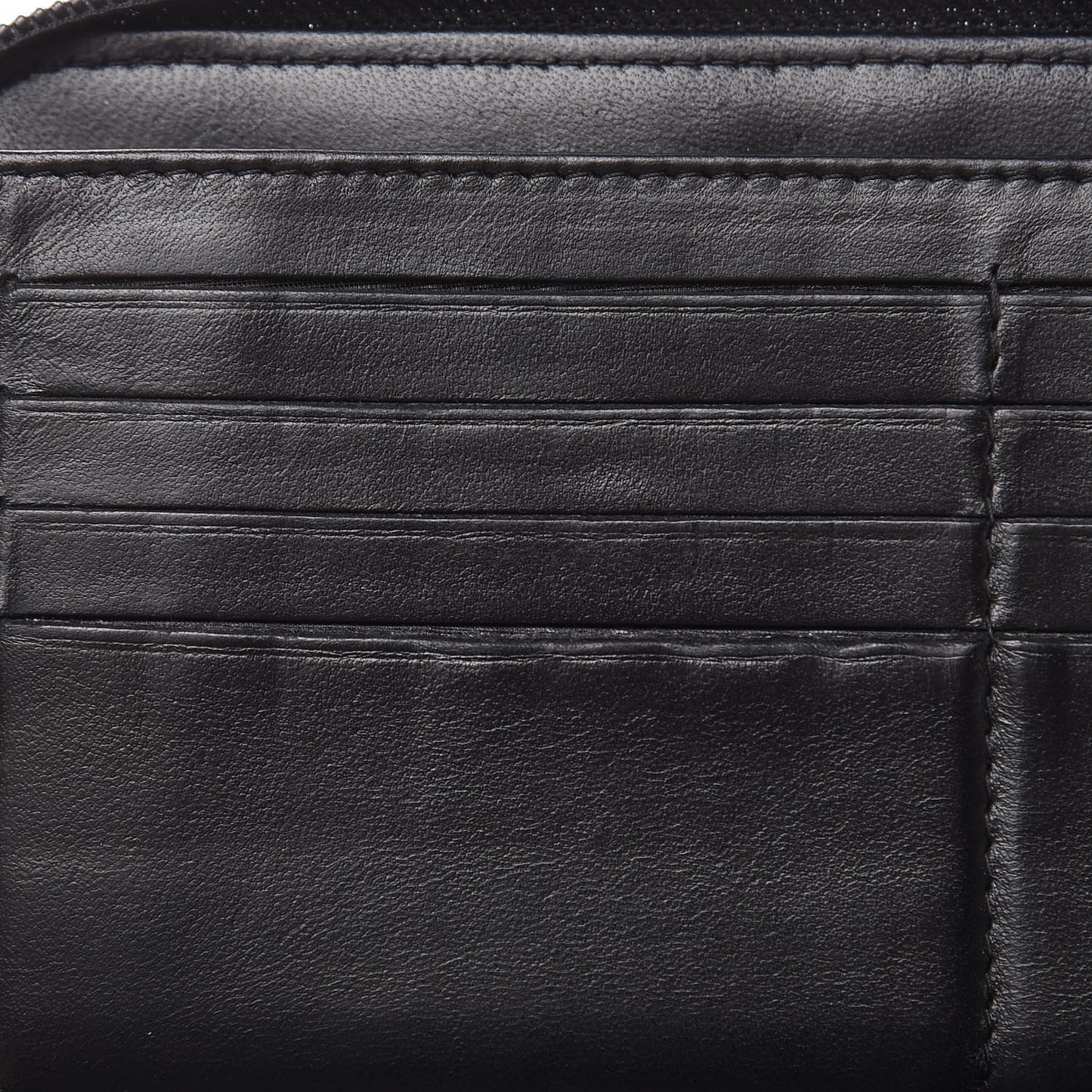 Lambskin Camellia Embossed Zip Around Organizer Wallet Black