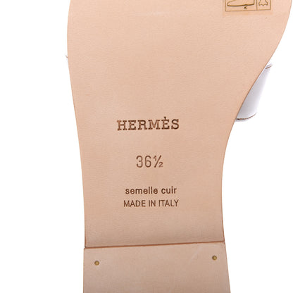 Hermes Box Calfskin Oran Sandals 36.5 White 8 of 10