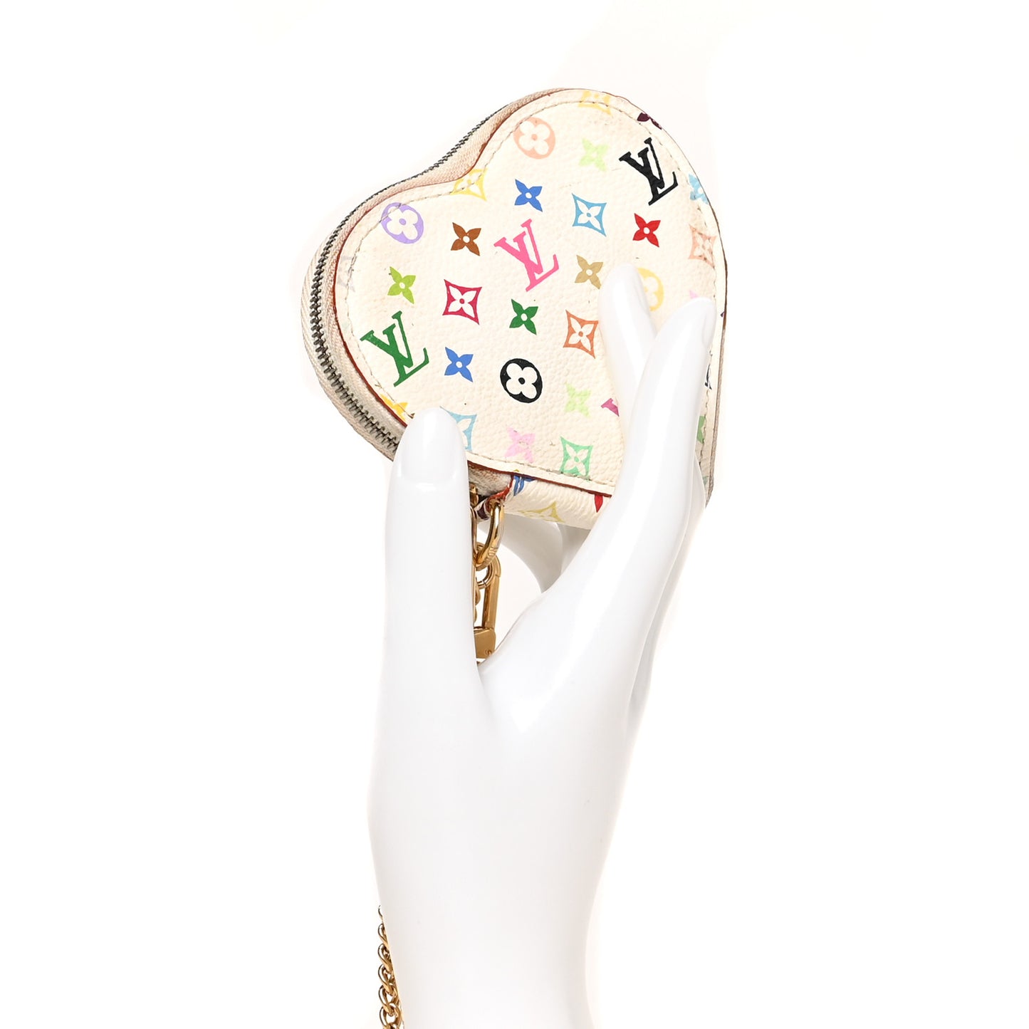 Monogram Multicolor Coeur Heart Coin Purse White