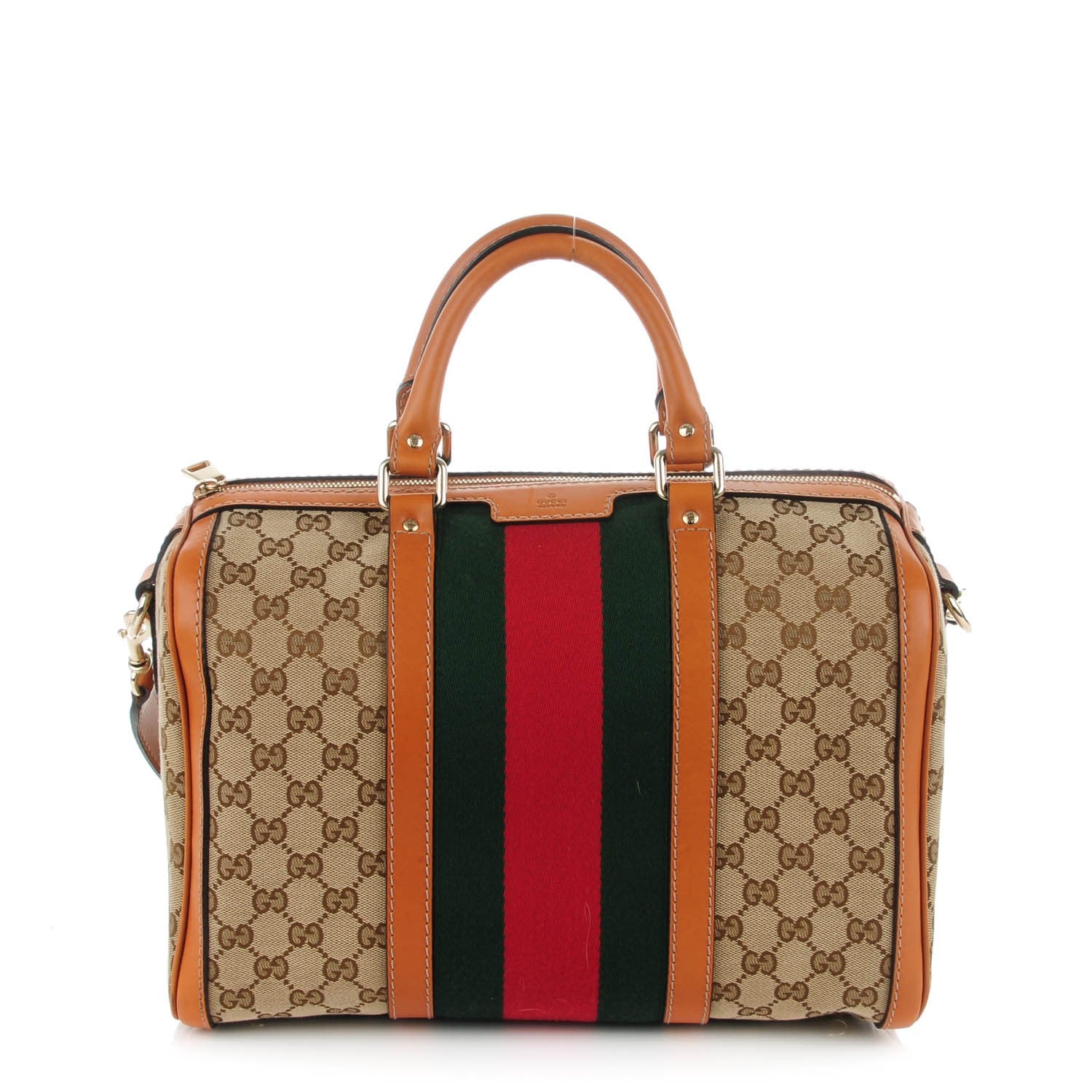 Gucci Monogram Vintage Web Medium Boston Tobacco 1 of 7