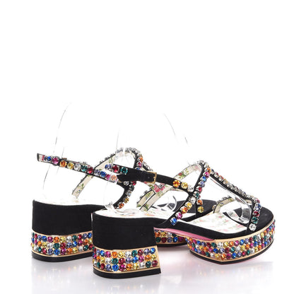 Gucci Kid Scamosciato Crystal Mira Platform Sandals 37 Multicolor 4 of 8
