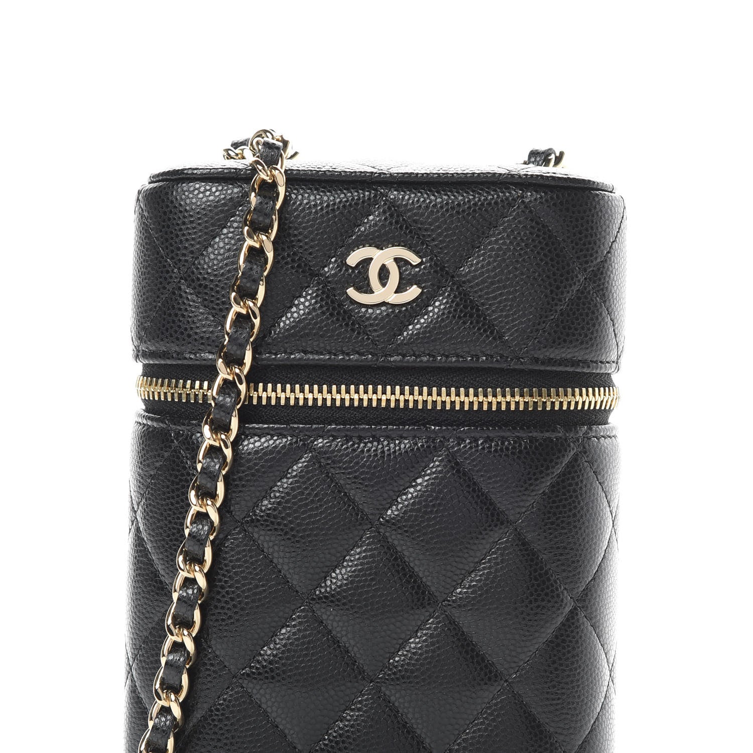 Chanel Caviar Quilted Phone Holder With Chain Black 8 of 12