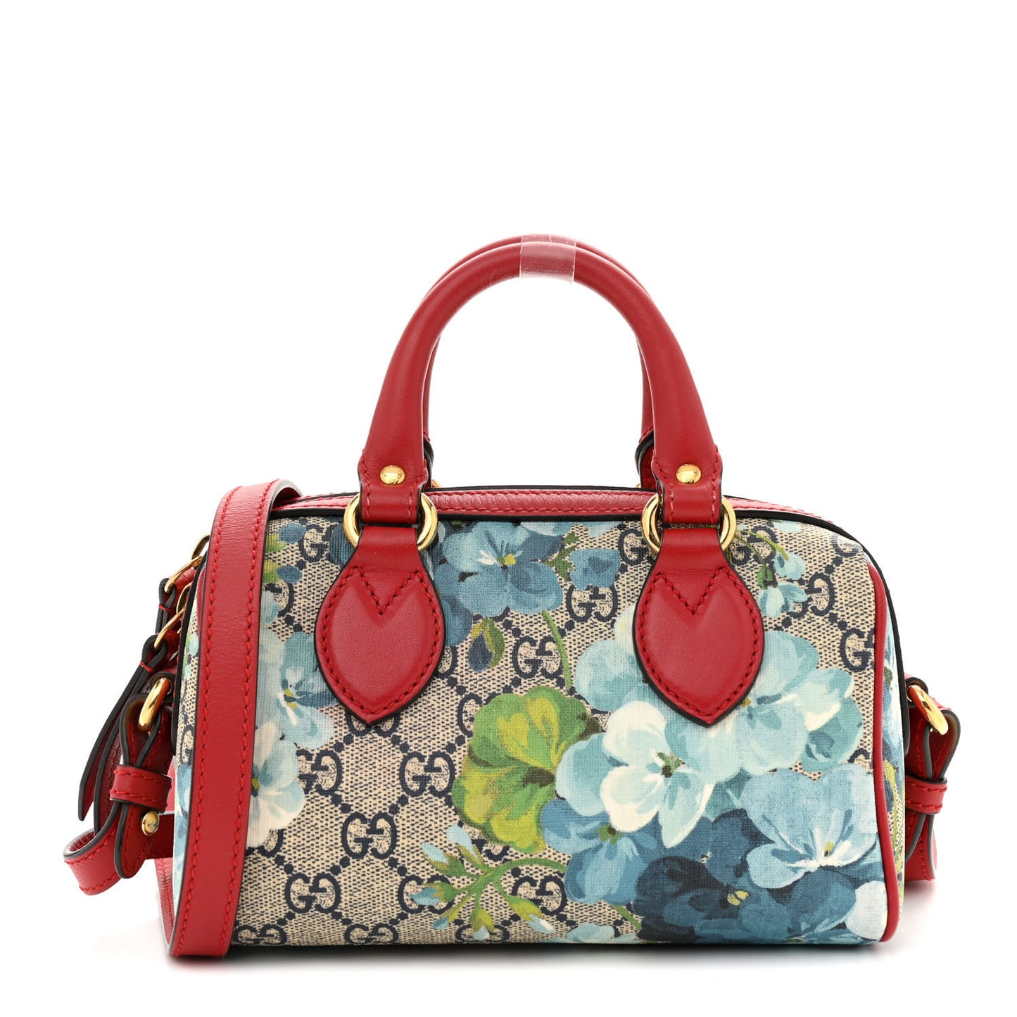 GG Supreme Monogram Blooms Mini Boston Navy Blue Hibiscus