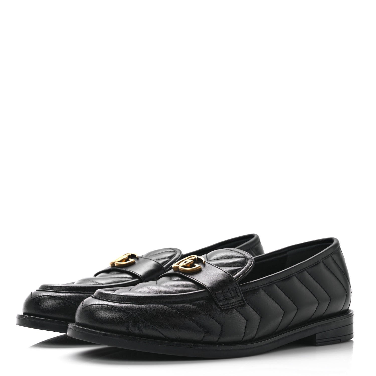 Gucci Nappa Matelasse Double G Marmont Loafers 37.5 Black 3 of 9