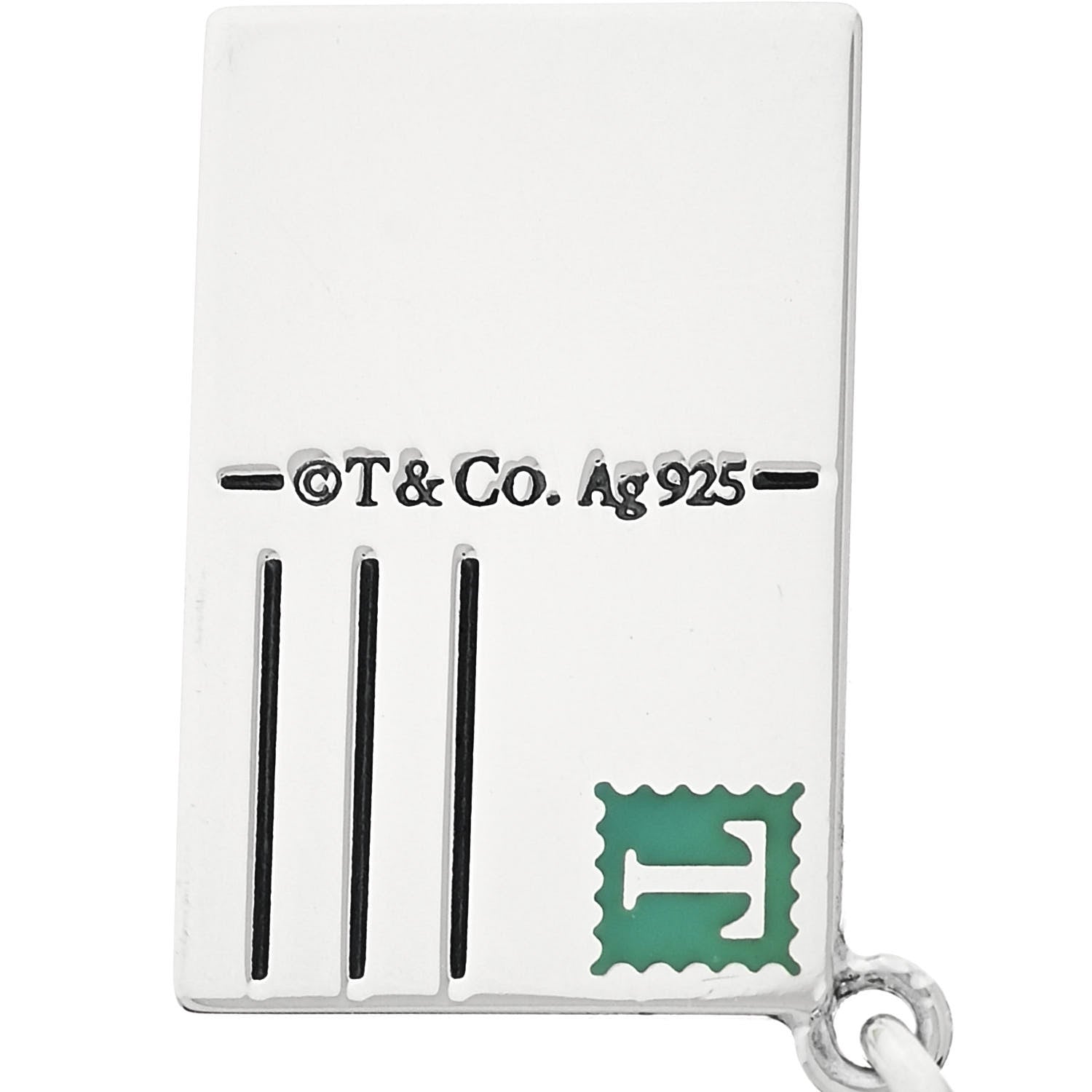 Tiffany Sterling Silver Enamel Rome Postcard Charm Blue 4 of 5