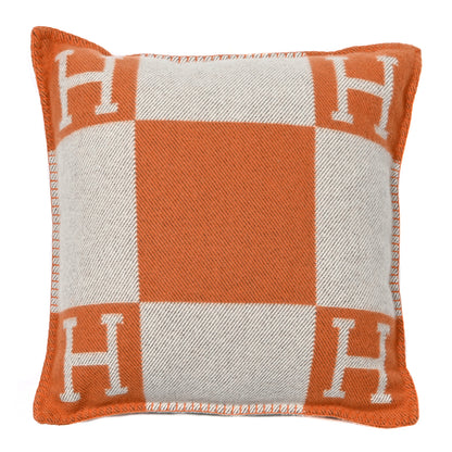 Hermes Wool Cashmere Avalon Pillow PM Ecru Potiron 1 of 3