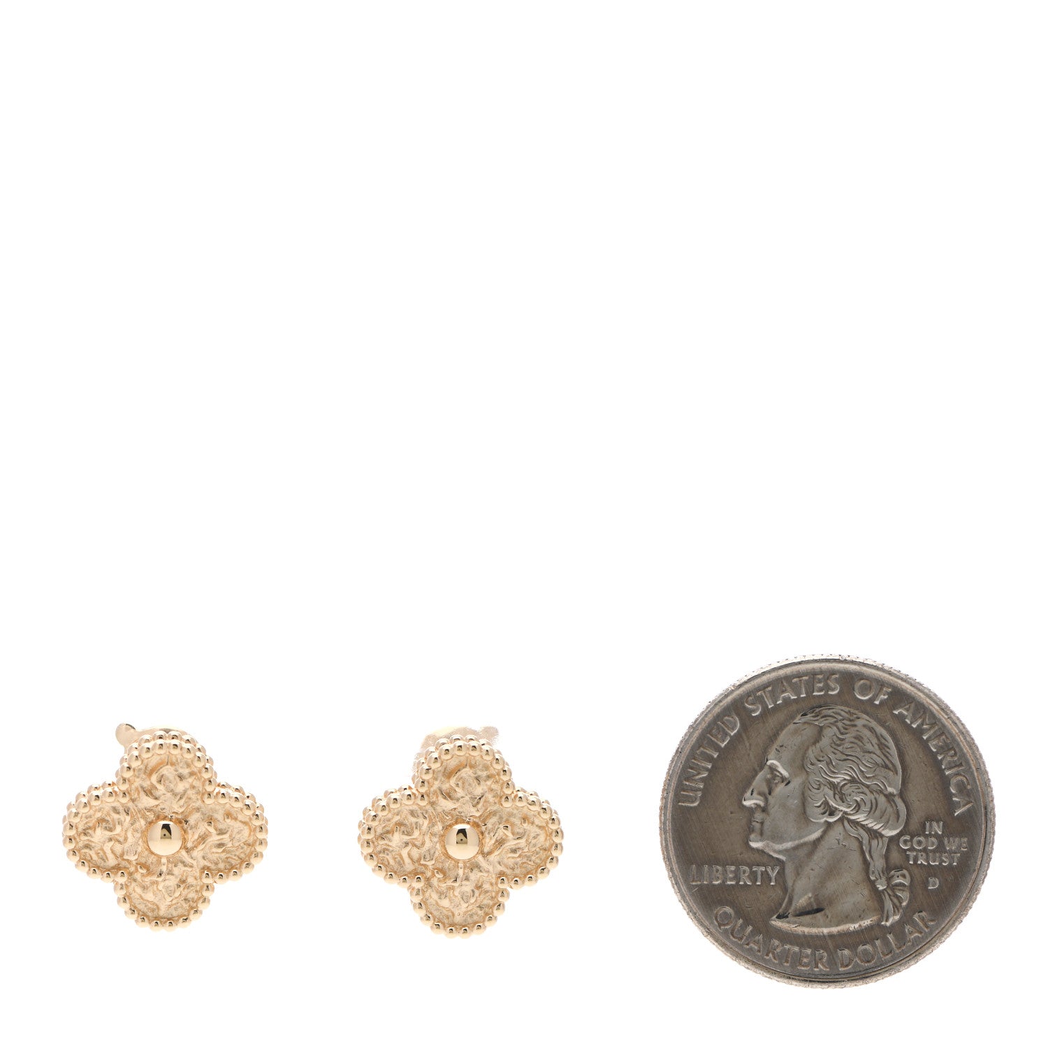 Van Cleef & Arpels 18K Yellow Gold Vintage Alhambra Earrings 2 of 5