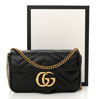 Gucci Calfskin Matelasse Super Mini GG Marmont Shoulder Bag Black 10 of 10