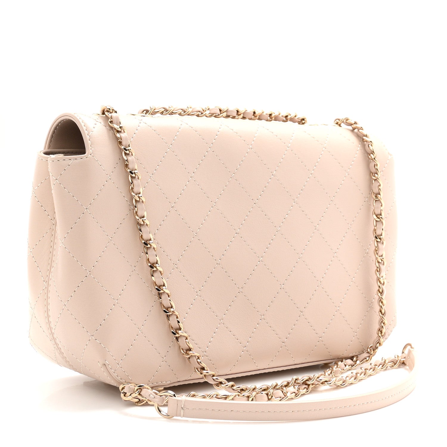 Chanel Calfskin Stitched Medium Covered CC Flap Bag Beige 2 of 10