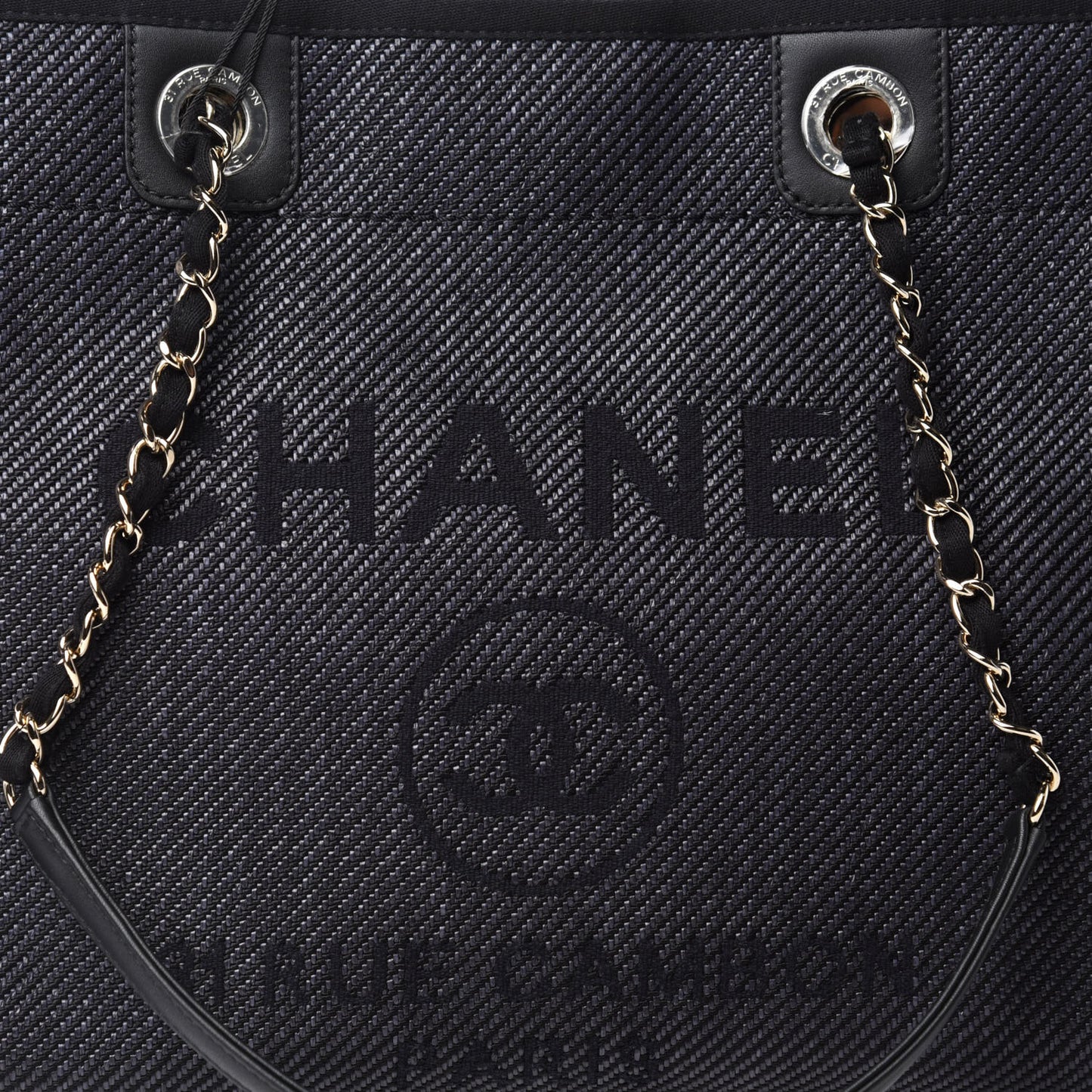 Mixed Fibers Calfskin Small Deauville Tote Black