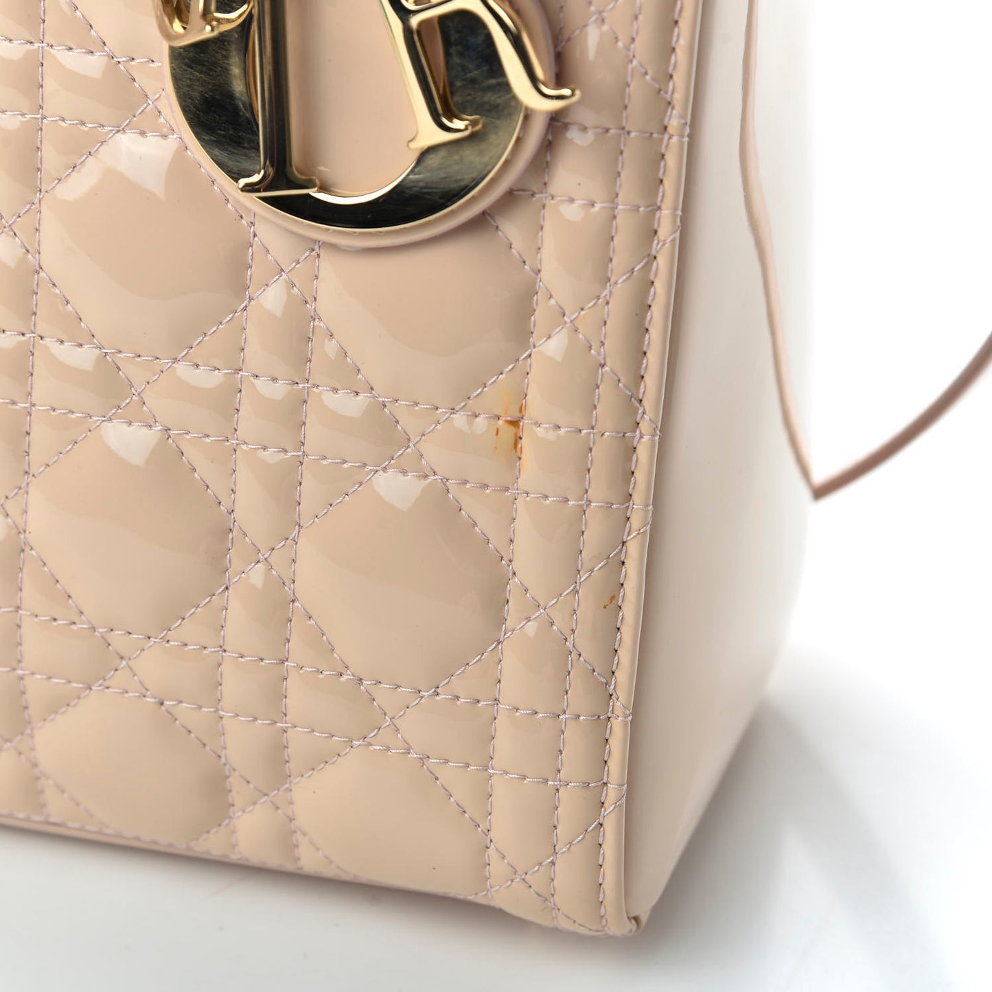 Patent Cannage Medium Lady Dior Rose Clair