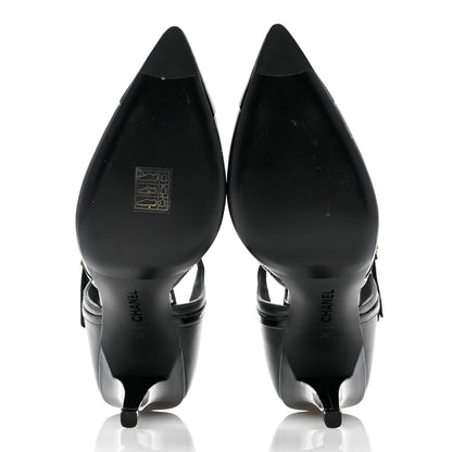 Chanel Patent Calfskin CC Ankle Strap Pumps 38 Black 5 of 10