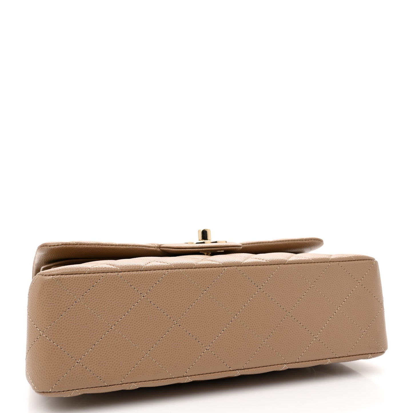 Caviar Quilted Small Double Flap Dark Beige