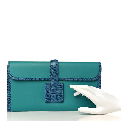 Hermes Swift Lizard Jige Elan Touch 29 Clutch Bleu Paon Mykonos 2 of 9